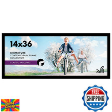 Americanflat 14x36 Poster Frame Black, Polished Plexiglass, Engineered Wood