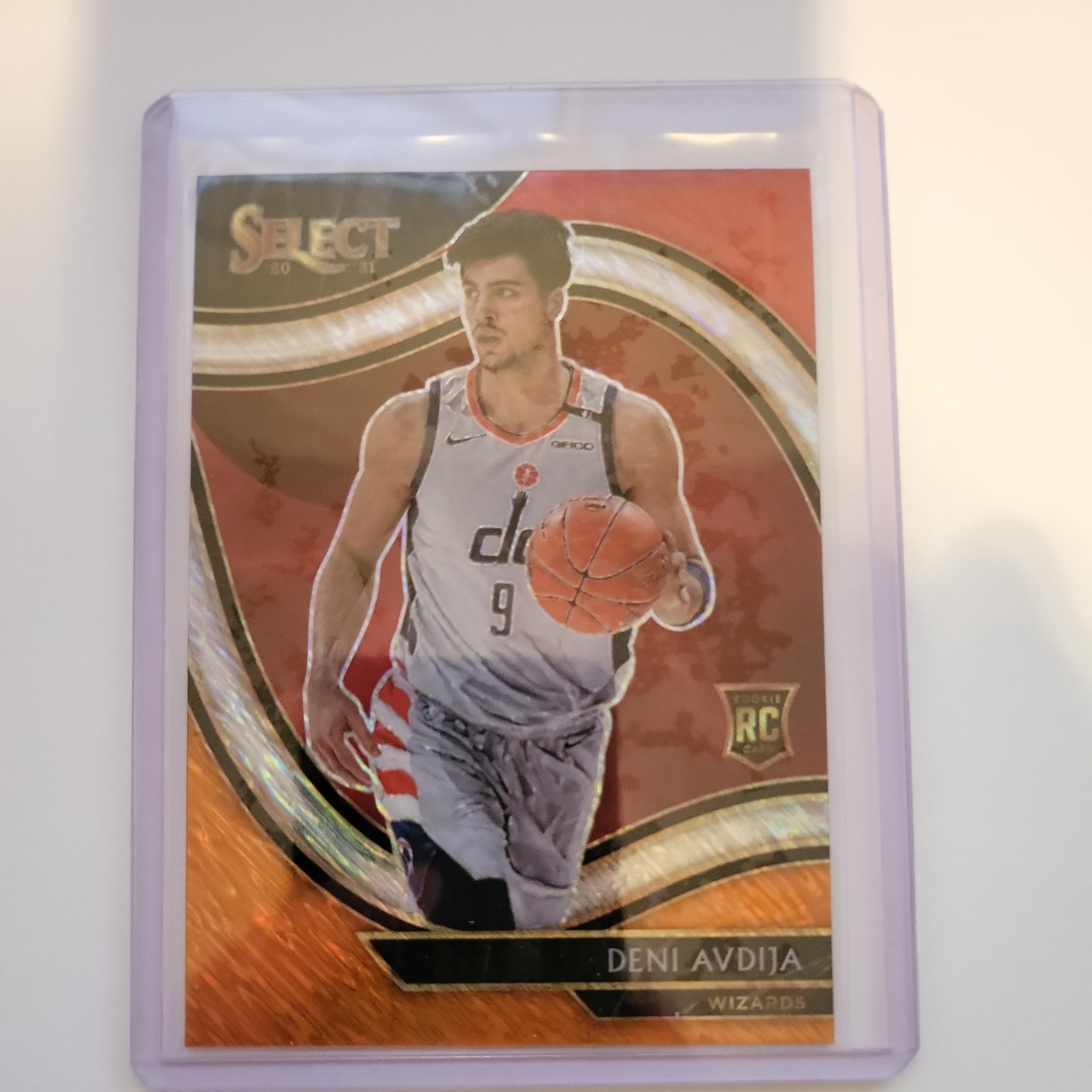 2020-21 Select Deni Avdija Red White Orange Shimmer RC Courtside #292 Wizards