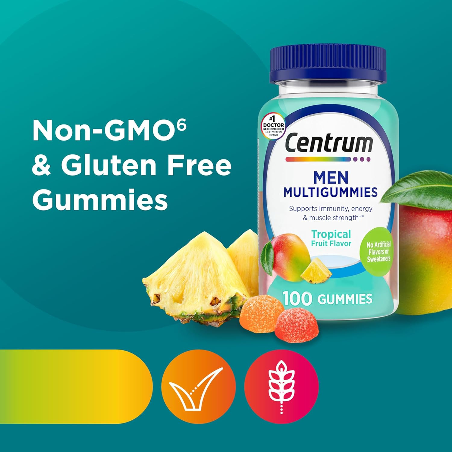 Men'S Multivitamin Gummies, Immune, Energy, Healthy Appearance Support, 100 Coun