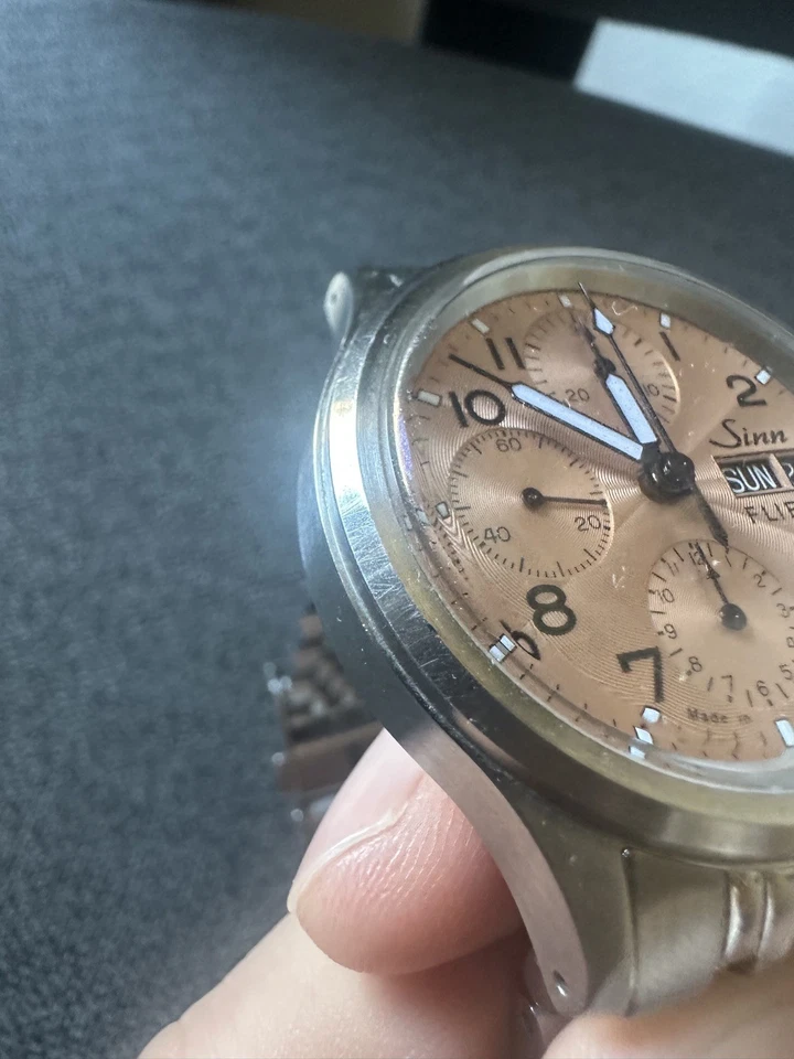 Sinn 356 Salmón esfera cobre cronógrafo reloj automático para hombre - caja y papel Foto 4 de 4