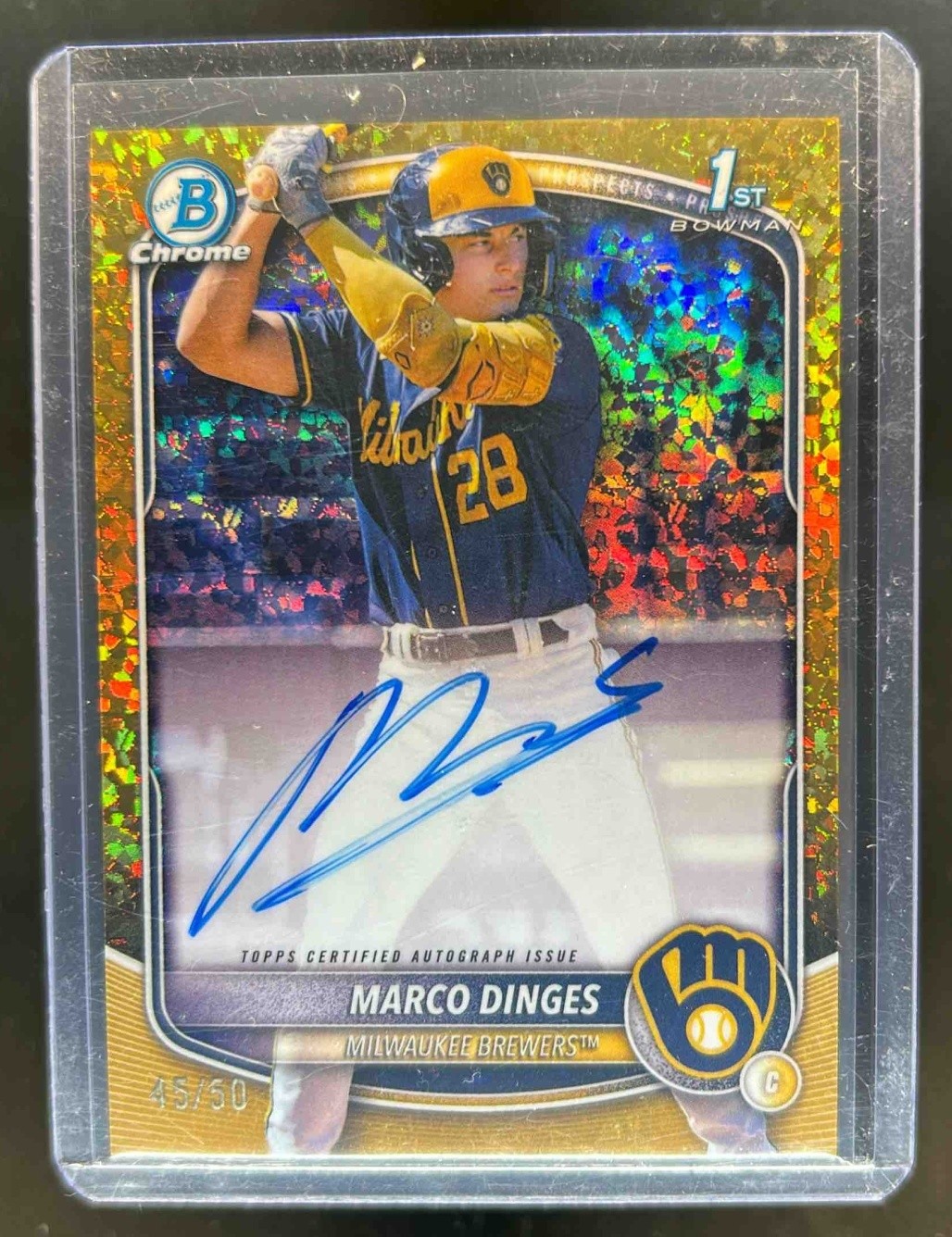 2025 Bowman Chrome Marco Dinges Auto Gold Mini Diamonds Refractor 1st #/50