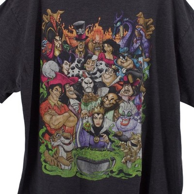 Disney T-Shirt Mens XL Grey Villains Graphic Crewneck Short Sleeve Cotton Blend