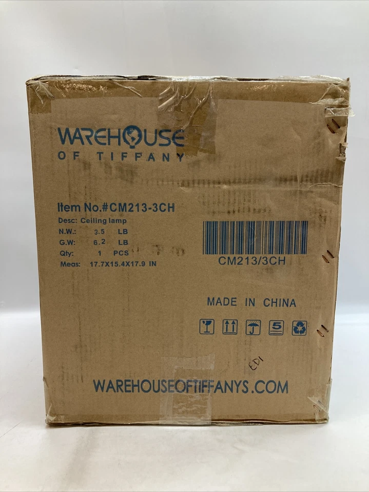 Warehouse Of Tiffany Karl Chrome 3-Light Semi-Flush Mount Light CM213/3CH - Image 3 of 4