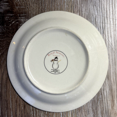 Royal Seasons Stoneware Snowman Snowflake Dessert Plate 6 5/8” Set of 4 - Picture 5 of 12
