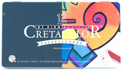 Cretacolor Pastellcarre Carre Hard Chalk Pastels Set 12 Brilliant Colors