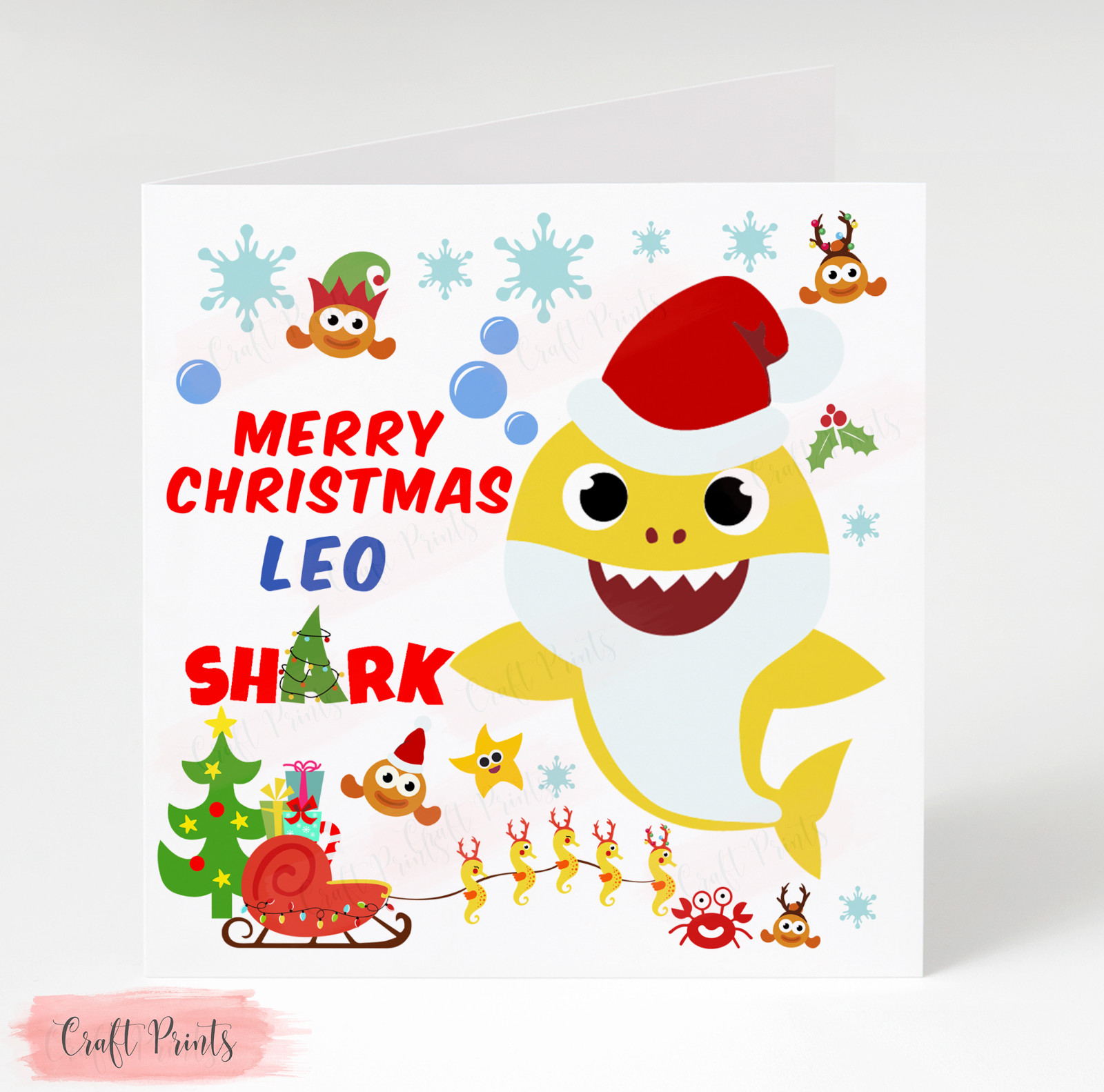 Personalised Baby Shark Boy Christmas Card Son Grandson Nephew Godson