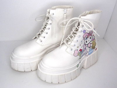 Bershka Hello Kitty Lace-up White Boots Size EU 36/37 Please Read