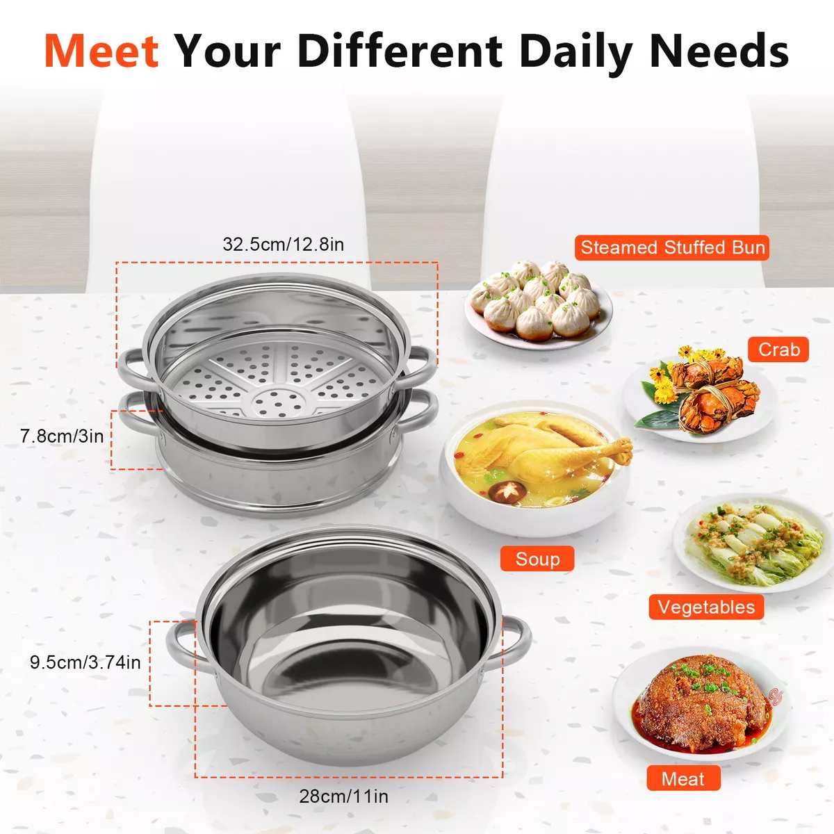 Stainless Steel Cookware Set Steamer Pot Food Steamer