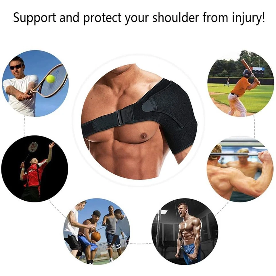 Adjustable Shoulder Brace Rotator Cuff Pain Relief Support Belt Sleeve Sprains - Image 2 of 4