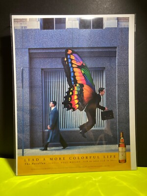Vintage Original Print Ad  2001  Macallan Whiskey   Butterfly   Vintage AD