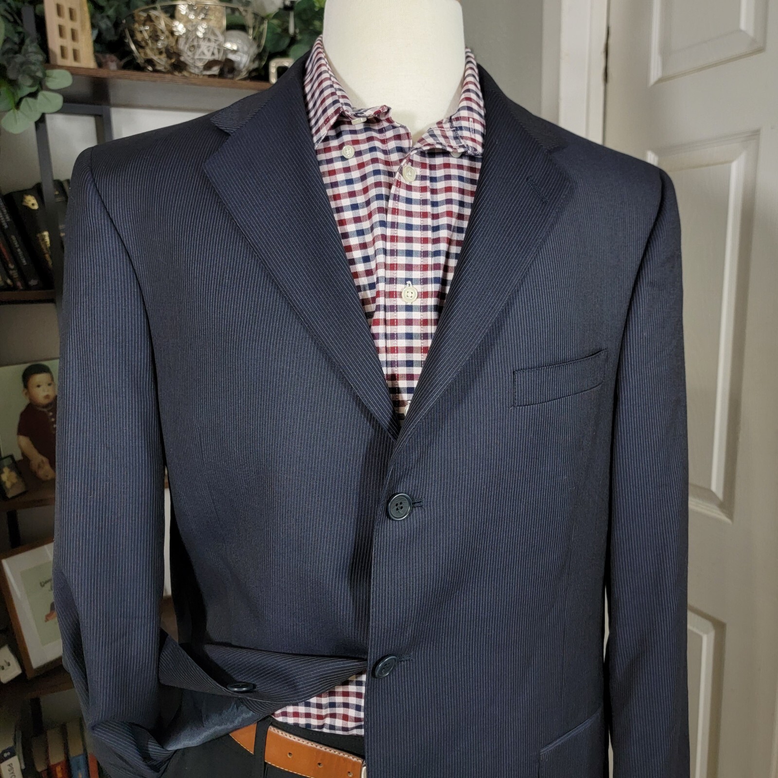Daniel Cremieux Men Sport Coat Three Button Navy Stri… Gem