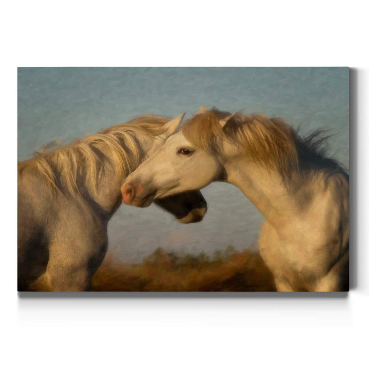 French Affair Wall Art, White Horses, Realistic Horse Artwork, Bright and Col...