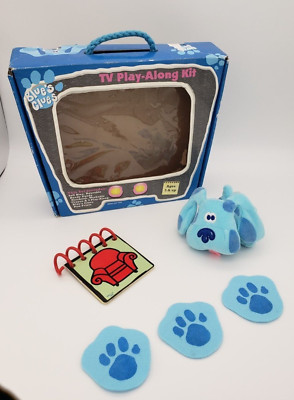 Vintage 1998 Blues Clues TV Play-Along Kit Handy Dandy Notebook/Paw Prints/Blue 
