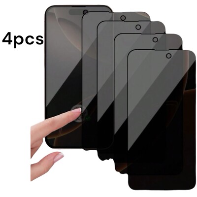 4x Panzerfolie Blickschutz Glas für iPhone 16 15 14 13 12 11 Pro Max Mini Plus