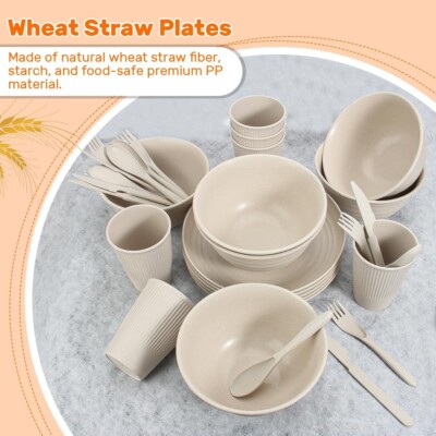 Wheat Straw Dinnerware Sets 36 Piece Unbreakable Dinnerware Sets NEW
