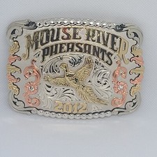 Maynard MOUSE RIVER LOOP PHEASANTS 2012 Belt Buckle w/box GOLD SILVER