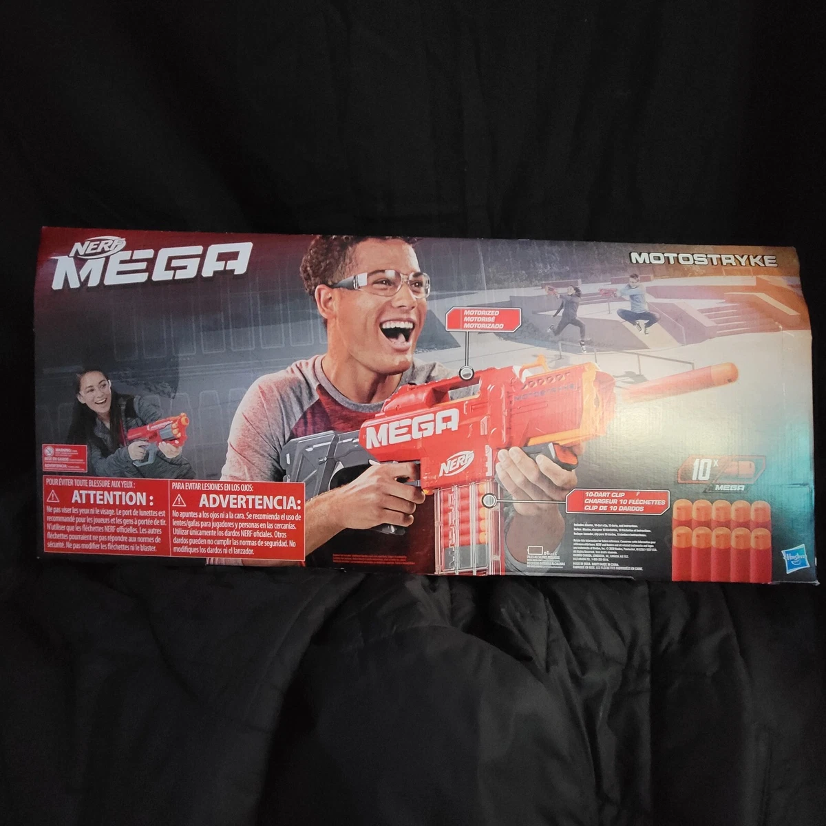 NERF Mega Motostryke Motorized 10-Dart Blaster - Includes 10 Official Mega Darts and 10-Dart Clip - for Kids, Teens, Adults : Toys & Games