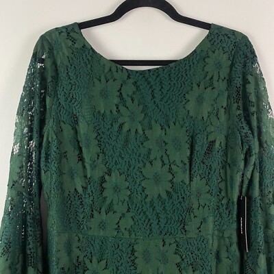 Lulus Allure 'Em In Forest Green Lace Flounce Sleeve Dress Size XL | eBay