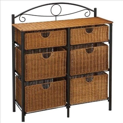 Wicker Dresser Chest Of Drawers 6 Drawer Brown Rattan Bedroom