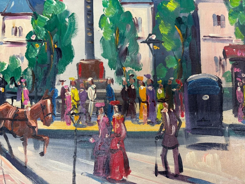 Escena callejera vintage modernista de la escuela francesa de París, firmada Foto 2 de 4