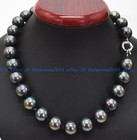 8/10/12/14mm Rainbow Black South Sea Shell Pearl Round Beads Necklaces 18''