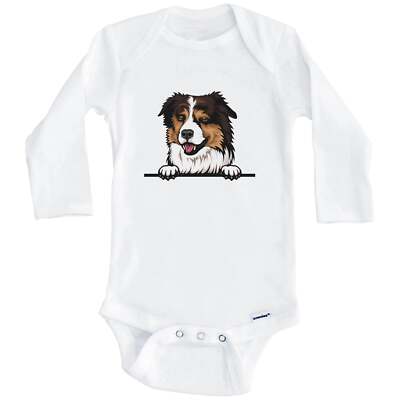 Miniature American Shepherd Dog Breed Cute One Piece Long Sleeve Baby Bodysuit