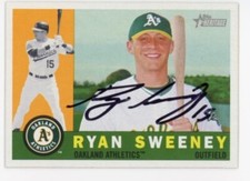SIGNED BASEBALL CARD AUTO TOPPS HERITAGE 2009 RYAN SWEENEY OAKLAND A's #309