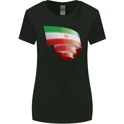 Curled Iran Flag Iranian Day Football Womens Wider Cut T-Shirt