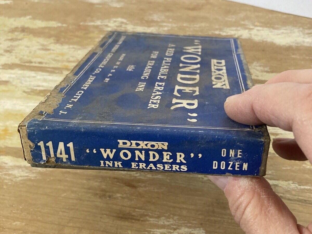Vintage Dixon Wonder red pliable erasers for ink orig box office school 1930's
