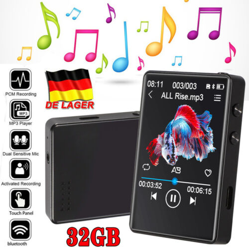 32GB MP3 Player Bluetooth 5.2 LCD 2.4'' Touch Screen Portable HiFi MP3 Player To - Picture 1 of 30