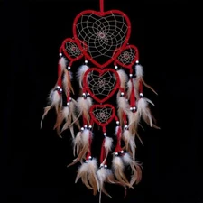 Large Handmade Dream Catcher Feathers Hanging Dreamcatcher Red Wall Decor DIY