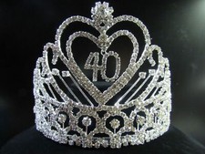 40th Birthday Party Wedding Anniversary Rhinestone Heart Tiara Crown Headpiece