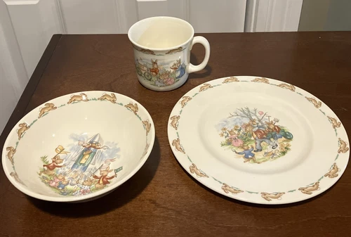 Royal Doulton 1936 “Bunnykins” Bone China, Childs 3 Piece Set *Plate, Bowl & Cup
