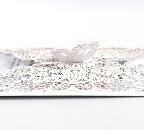 50/100x NEW Butterfly Lace Laser Cut Wedding Invitations Cards Cover Many Colour - Picture 5 of 20