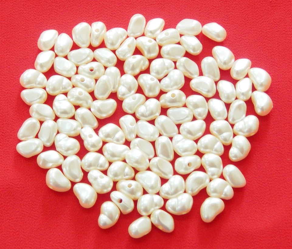 200stk Wachsperlen 6mm Zuchtperle Creme Nugget Acryl Schmuck Hochzeit Deko R222 - Bild 2 von 3