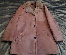 Vintage 80s Ladies Richard Draper 100% Sheepskin Coat Light Brown Size 18 