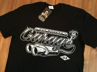 Gas Monkey Garage Herren schwarz 100% Baumwolle T-Shirt GMG Auspuff neu mit Etikett