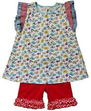Matilda Jane Enchanted Garden Carlie Top  Ruby Red Shorties Shorts
