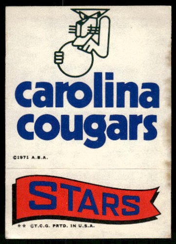 Carolina Cougars Stars 1973 Topps Team Stickers card