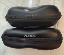 Lot of 2 Black Vogue Glasses Case Zipped Semi Hard Shell Felt Linings