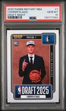 2025 PANINI INSTANT NBA DRAFT NIGHT #1 COOPER FLAGG ROOKIE RC PSA 10