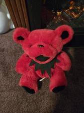RARE Vintage 90s Grateful Dead Red Dancing Plush Bear BLACK COLLAR Steven Smith