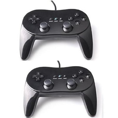 Lot Of 2 Classic Controller Pro For Black For Wii And Wii U Wii