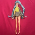 RARE 1969 Ideal Toy Company TALL Flat Flatsy Doll Dale BLUE HAIR Pink Rubber