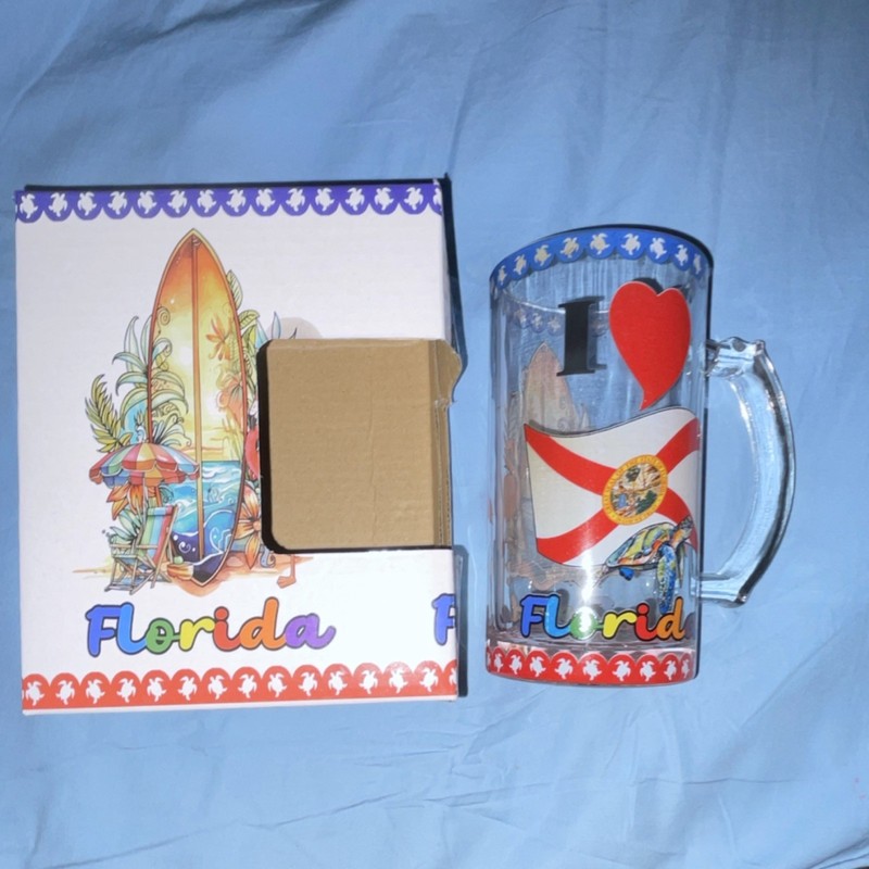 Florida Mug with State Flag, Turtle , and Surfboard Souvenir Gift