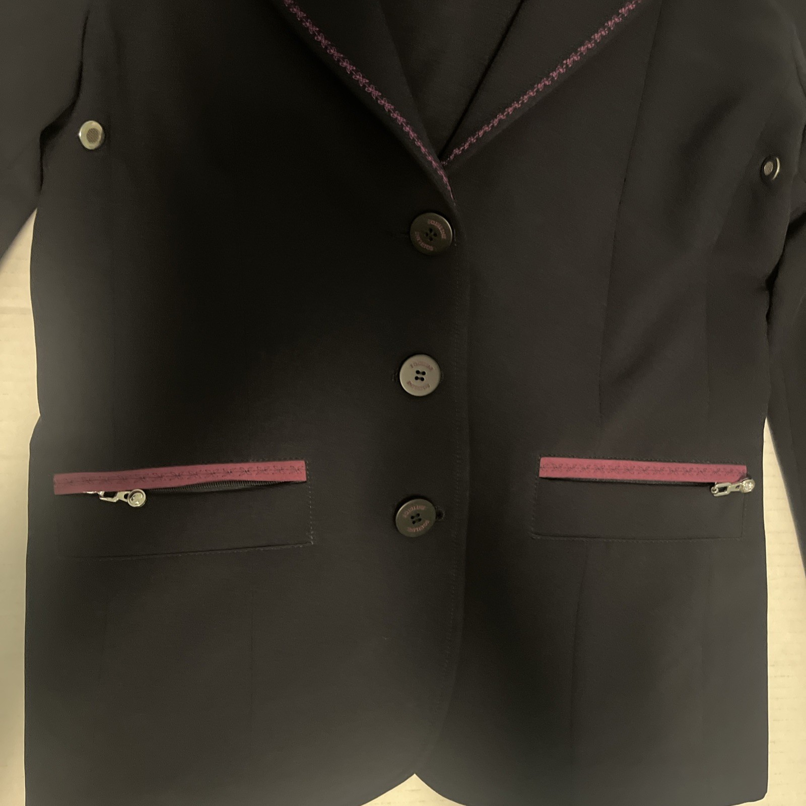 Equiline Girls 14/15 Navy Blue button Equestrian Riding horse show Jacket