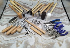 25 pc Jewelry Making Tools Kit with Hammer Pliers Mallets Anvils Burnishers Set