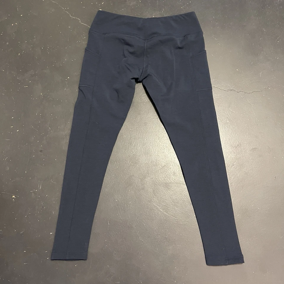 Leggings Woolx Piper para mujer grandes azules mezcla de lana merino bolsillos Foto 2 de 4