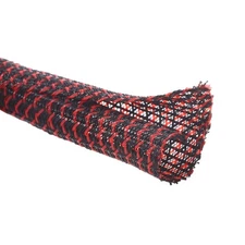 Alex Tech 25ft 1/4" Split Cable Sleeve Wire Loom Tubing Black/Red Pet-Friendly