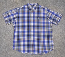 Polo Ralph Lauren Custom Fit Short Sleeve Button Down Shirt Men  s XL Blue Plaid